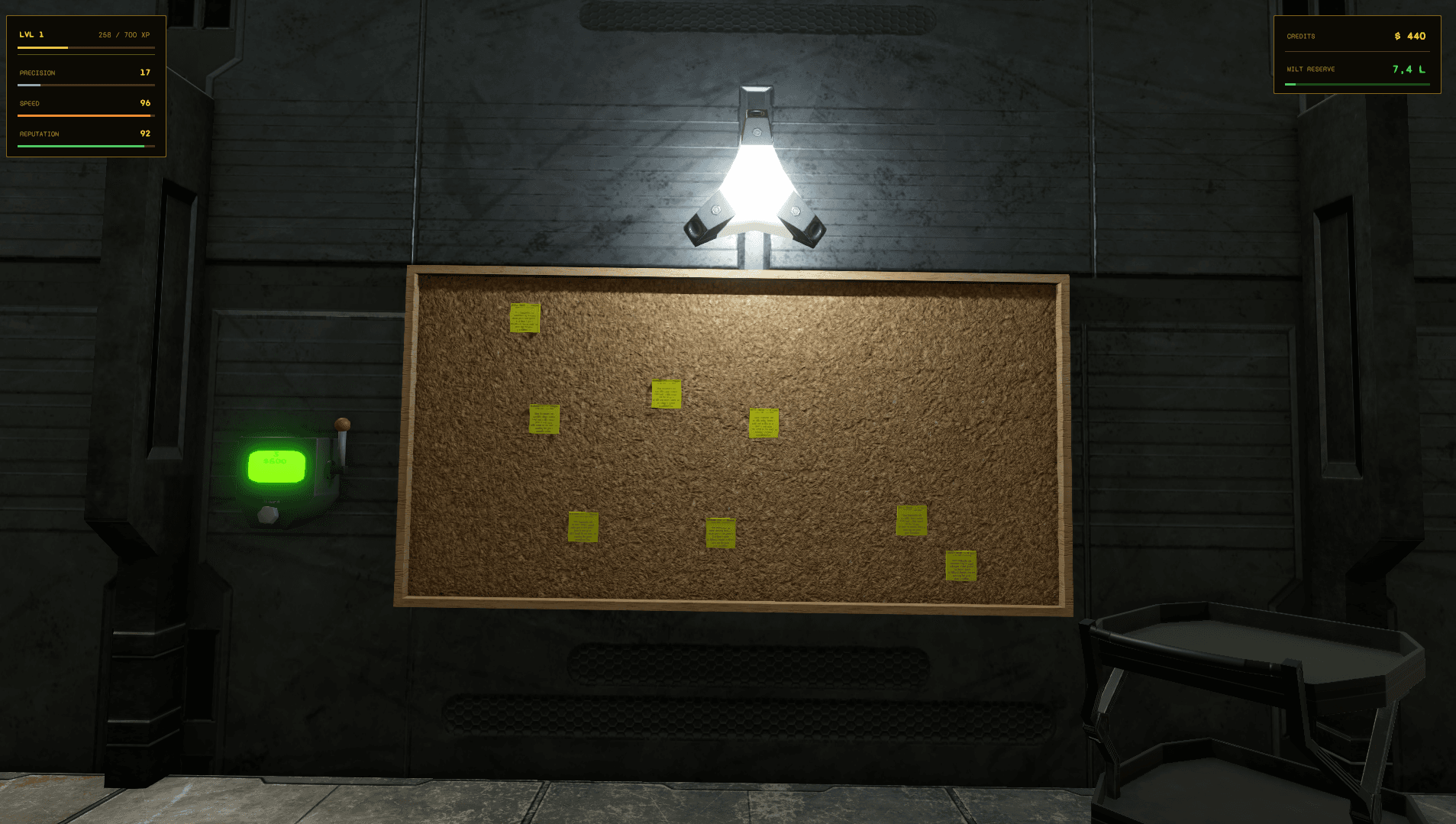 Corkboard with sticky notes